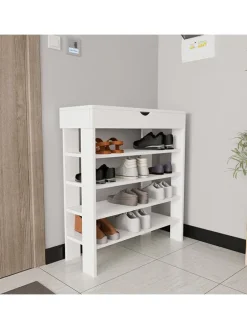 Schuhregal "Royal" in Weiß - (B)80 x (H)90 x (T)30 cm