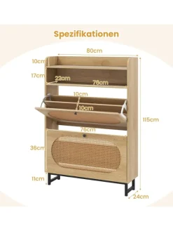 Schuhschrank 2 Klappen in Hellbraun