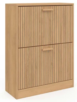 Schuhschrank "Faustine" in Hellbraun - (B)60 x (H)80 x (T)24 cm