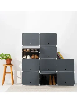 Schuhschrank in Grau - (B)84 x (H)160 x (T)32 cm