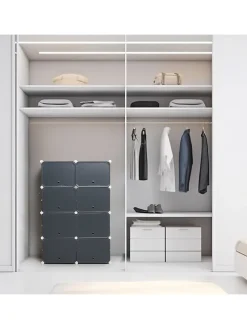 Schuhschrank in Grau - (B)84 x (H)160 x (T)32 cm