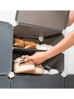 Schuhschrank in Grau - (B)84 x (H)128 x (T)32 cm