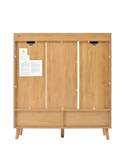 Schuhschrank in Natürlich mit verstellbaren Einlegeböden H99 B90 T35 cm