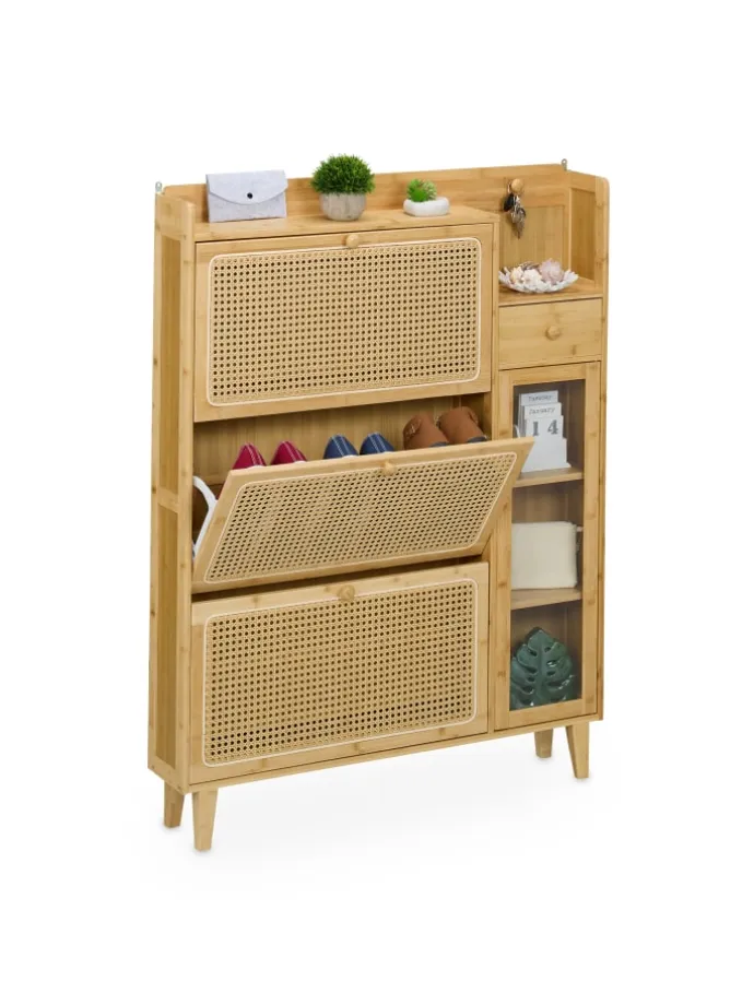 Schuhschrank in Natur - (B)95 x (H)127 x (T)19 cm