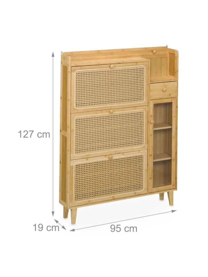 Schuhschrank in Natur - (B)95 x (H)127 x (T)19 cm