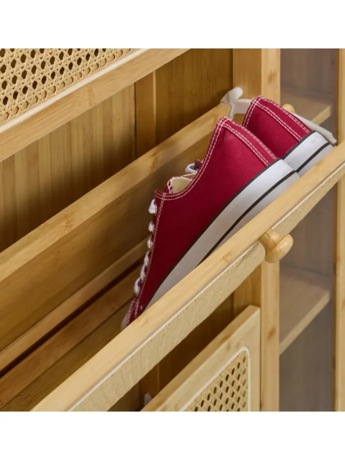 Schuhschrank in Natur - (B)95 x (H)127 x (T)19 cm