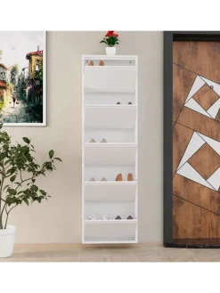 Schuhschrank in Weiß - (B)50 x (H)169 x (T)15 cm