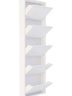 Schuhschrank in Weiß - (B)50 x (H)169 x (T)15 cm