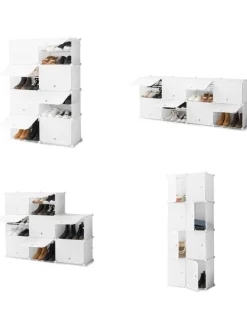 Schuhschrank in Weiß - (B)84 x (H)128 x (T)32 cm