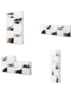 Schuhschrank in Weiß - (B)84 x (H)160 x (T)32 cm