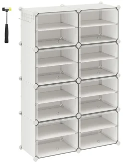 Schuhschrank in Weiß/ Transparent - (B)124 x (H)94 x (T)32 cm