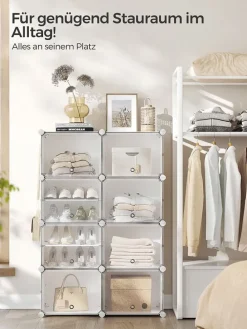 Schuhschrank in Weiß/ Transparent - (B)124 x (H)94 x (T)32 cm