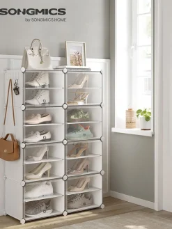 Schuhschrank in Weiß/ Transparent - (B)124 x (H)94 x (T)32 cm