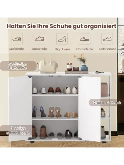 Schuhschrank mit 2 Türen 80 x 31 x 64,5 cm in Weiß