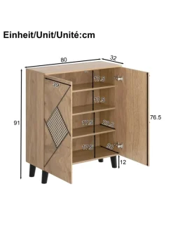 Schuhschrank mit Stauraum und Dekorativem Rattanmuster