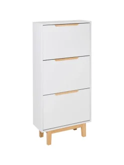 Schuhschrank SANDFLY in Weiß/Braun - (W) 60 x (H) 128 x (L) 24 cm