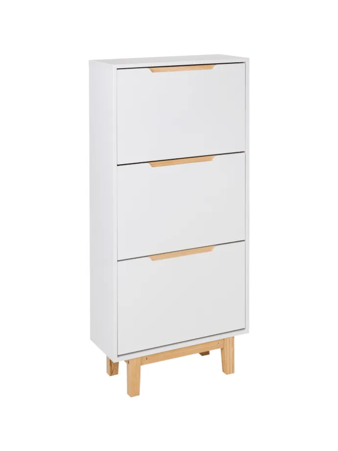 Schuhschrank SANDFLY in Weiß/Braun - (W) 60 x (H) 128 x (L) 24 cm