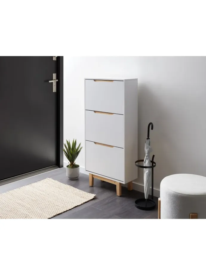 Schuhschrank SANDFLY in Weiß/Braun - (W) 60 x (H) 128 x (L) 24 cm