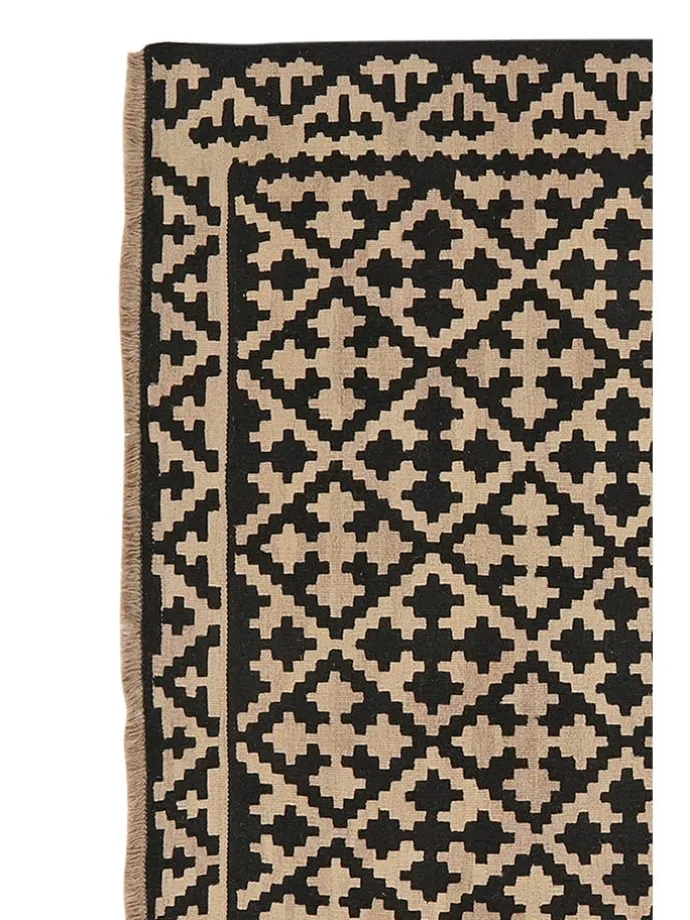 Schurwoll-Teppich in Creme/ Schwarz