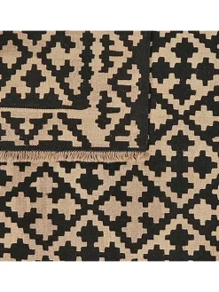 Schurwoll-Teppich in Creme/ Schwarz