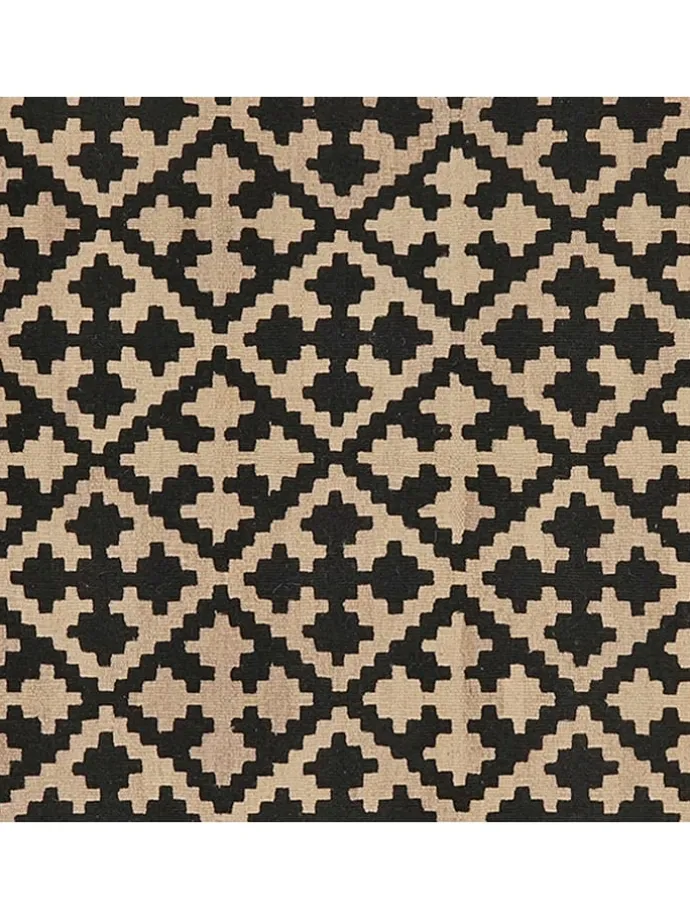 Schurwoll-Teppich in Creme/ Schwarz