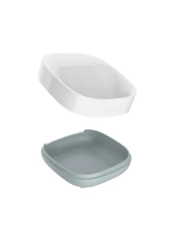 Seifenschale "Slim" in Weiß/ Grau - (B)7,9 x (H)3,6 x (T)7,4 cm