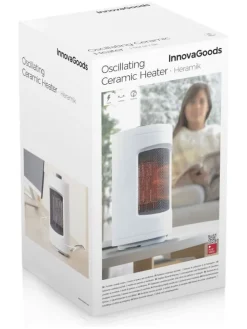 Selbstdrehende Keramikheizung in Weiß/ Schwarz - (H)23,5 cm