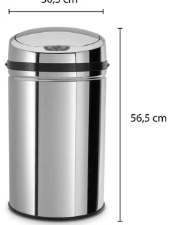 Sensor-Abfalleimer in Silber - 30 l