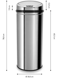 Sensor-Abfalleimer in Silber - 42 l