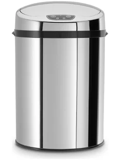 Sensor-Badabfalleimer in Silber - 9 l