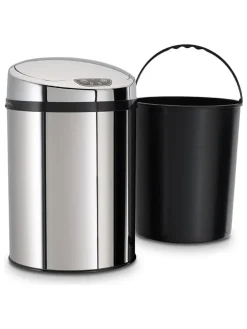 Sensor-Badabfalleimer in Silber - 9 l