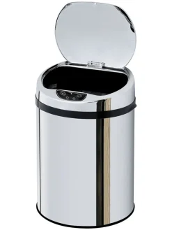 Sensor-Badabfalleimer in Silber - 9 l