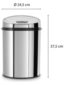 Sensor-Badabfalleimer in Silber - 9 l