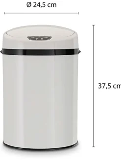 Sensor-Badabfalleimer in Weiß - 9 l