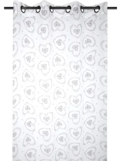 Ösenvorhang "Pauline" in Weiß/ Grau - (L)260 x (B)135 cm