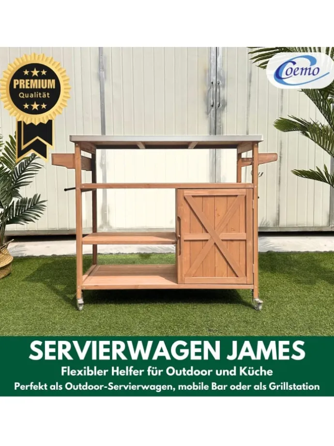Servierwagen James Kücheninsel/-wagen in Braun