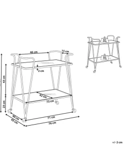 Servierwagen NOTI in Gold/Transparent - (W) 76 x (H) 83 x (L) 45 cm