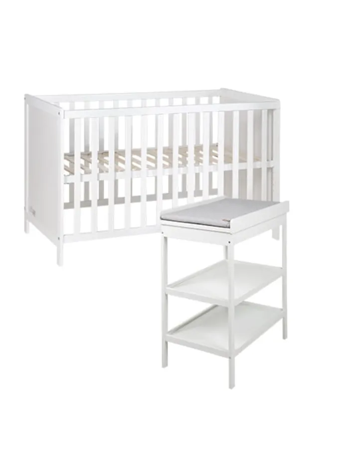 Set inkl. Wickelkommode und Beistellbett, mit Lattenrost, 60 x 120 cm