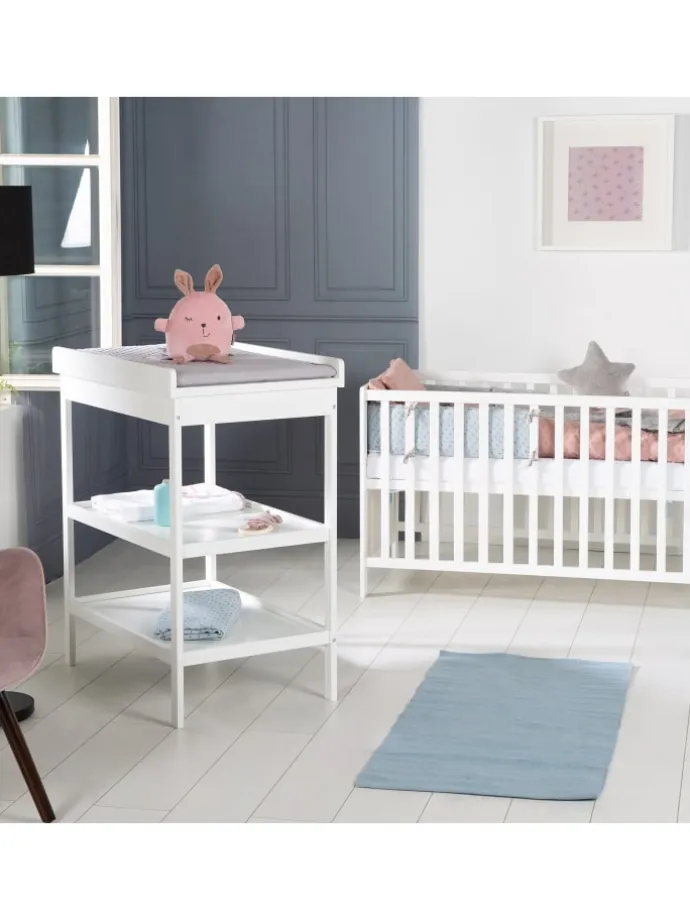 Set inkl. Wickelkommode und Beistellbett, mit Lattenrost, 60 x 120 cm