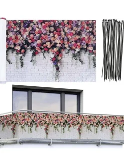 Sichtschutz "Roses" in Grau/ Pink - (B)500 x (H)85 cm