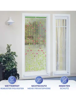 Sichtschutz-Vorhang in Grün/ Rosa - (L)190 x (B)90 cm