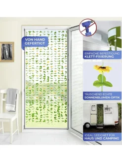 Sichtschutz-Vorhang in Grün/ Gold - (L)190 x (B)90 cm