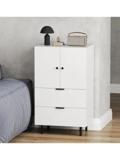 Sideboard Holz mit Metallbeinen in Weiß