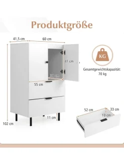 Sideboard Holz mit Metallbeinen in Weiß