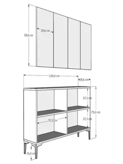 Sideboard in Weiß - (B)120 cm - (H)80 cm - (T)29,6 cm