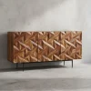 Sideboard "Metallux", Sheesham-Holz, 3D-Oberfläche, Braun, Modern