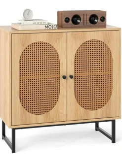Sideboard mit 2 Rattantüren in Hellbraun
