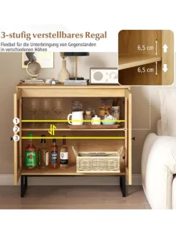 Sideboard mit 2 Rattantüren in Hellbraun