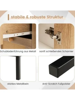 Sideboard mit 3 Schubladen 80cm in Beige