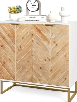 Sideboard mit 2 Türen 80 x 40 x 80 cm in Weiß